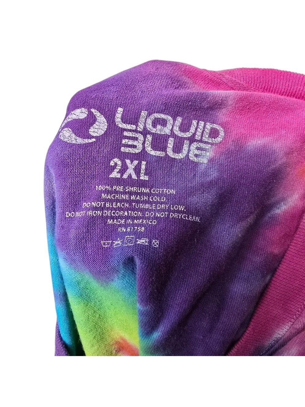 Liquid Blue Tie Dye Print Greatful Dead Short Sleeves Crop Top 2XL - Picture 7 of 7